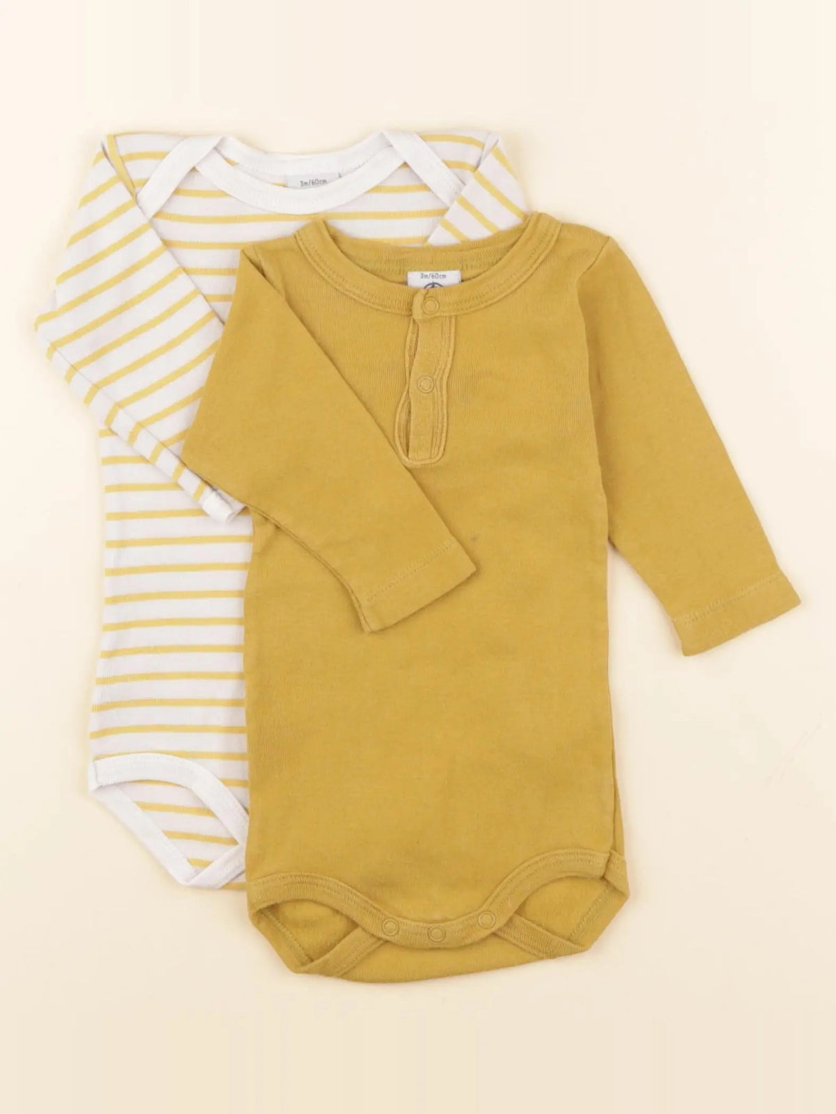 Petit Bateau - lot de 2 bodies en coton jaune - 3 mois