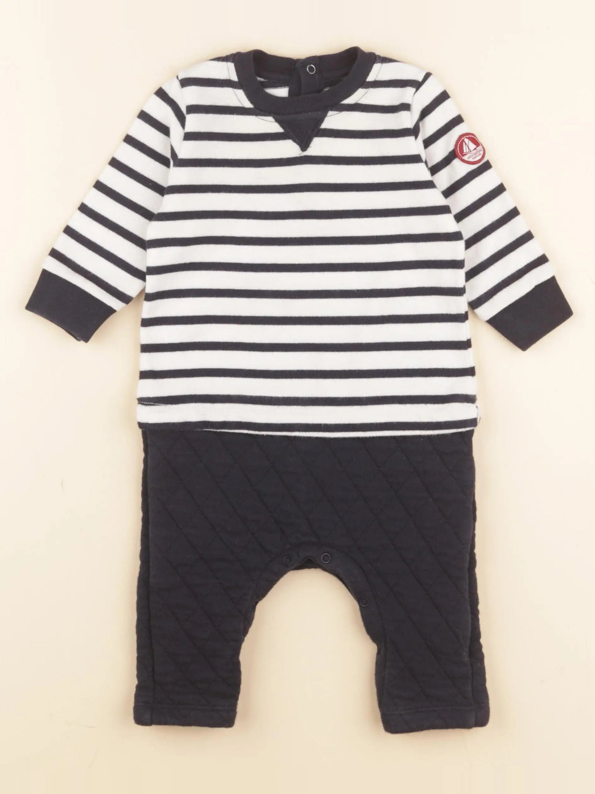 Petit Bateau - combinaison blanc, bleu - 6 mois