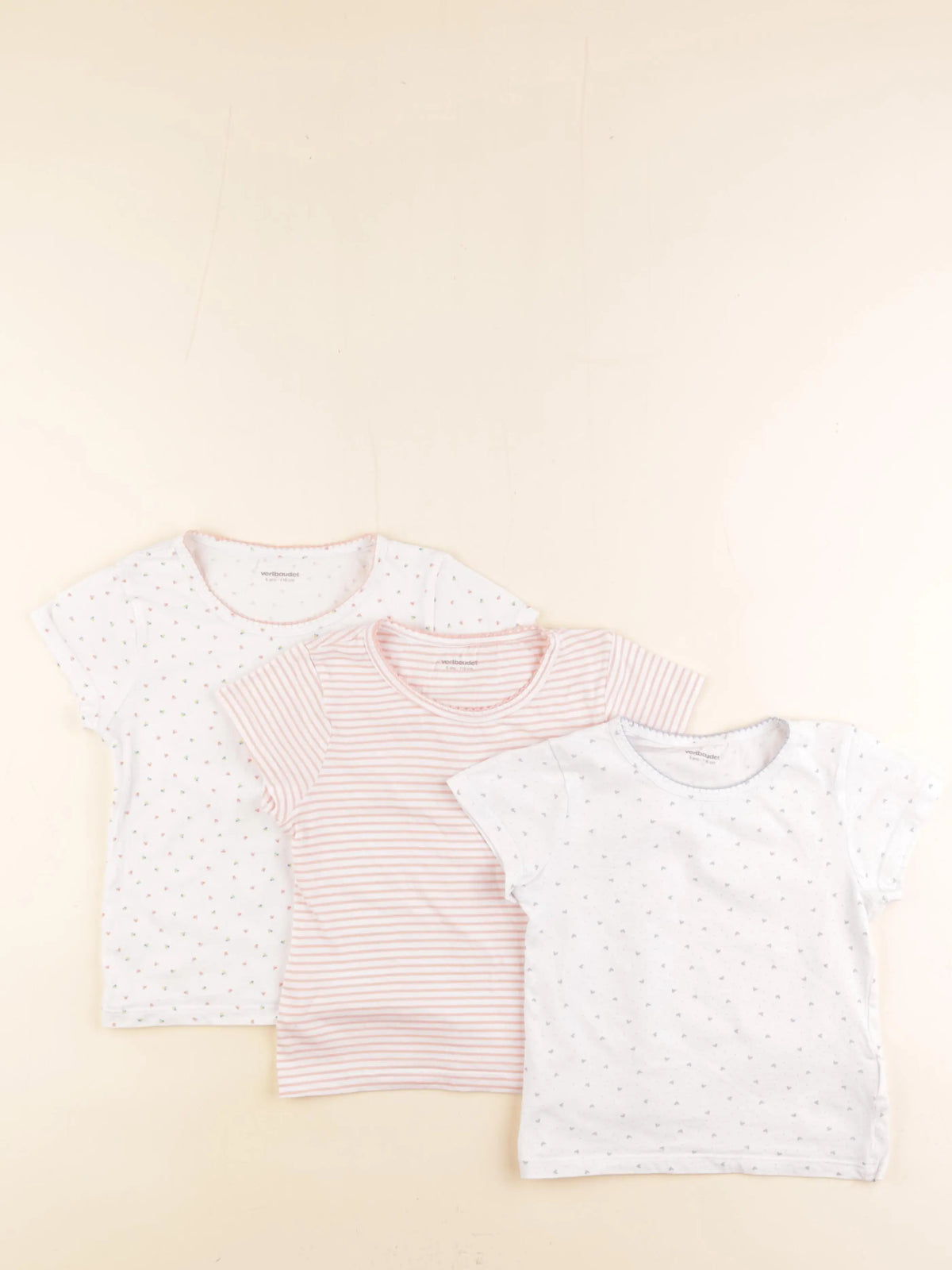 Vertbaudet - lot de 3 maillots de corps blanc, rose - 6 ans