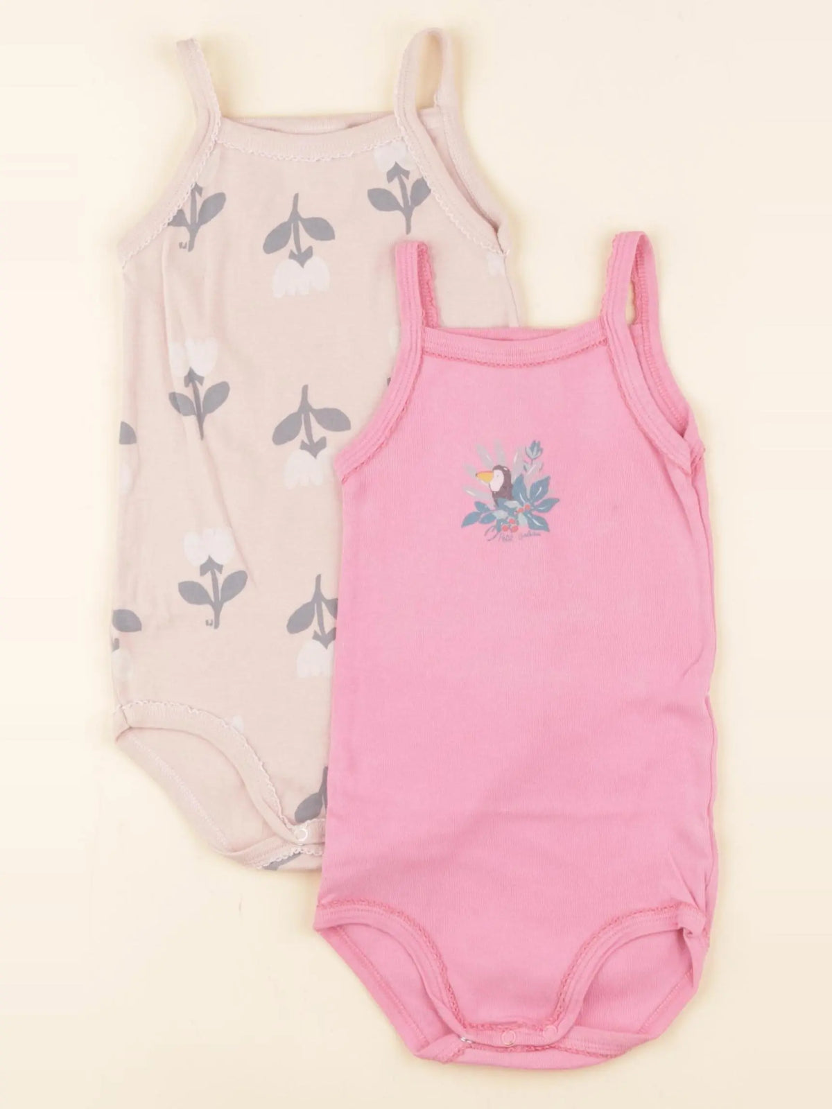 Petit Bateau - lot de 2 bodies en coton rose - 24 mois