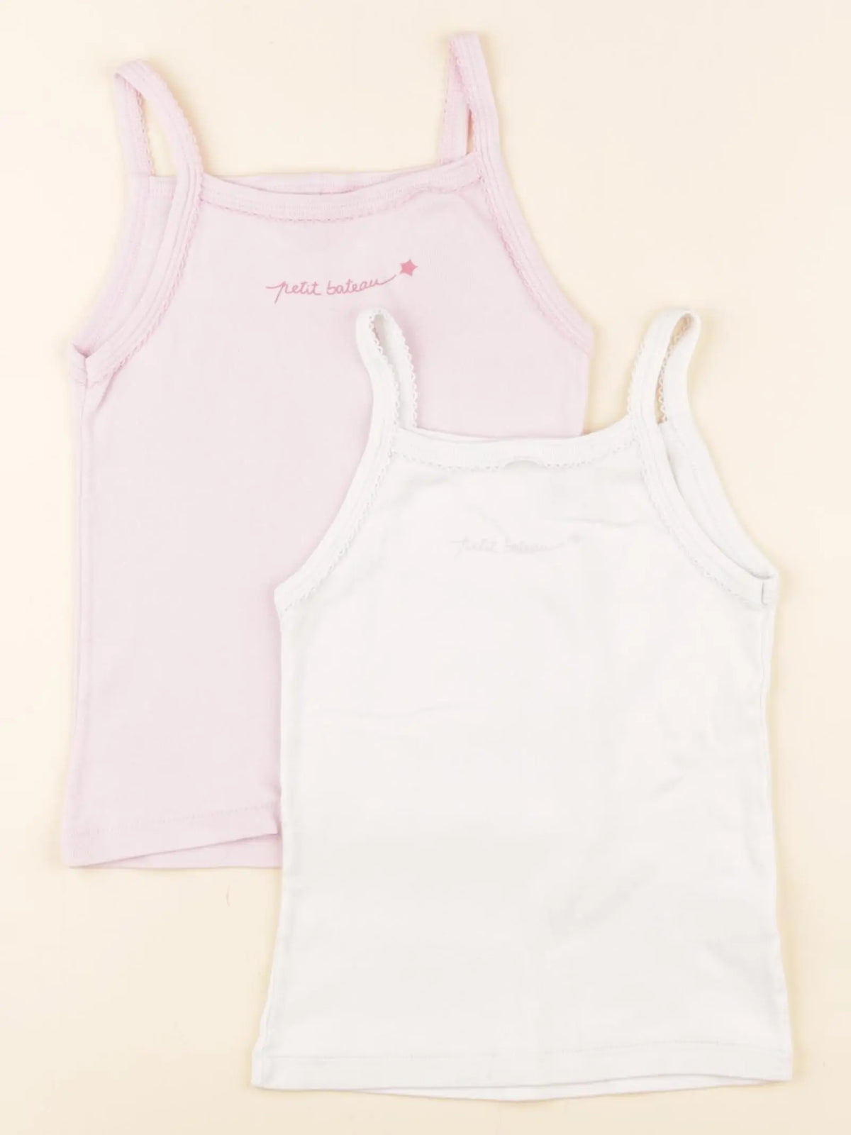 Petit Bateau - lot de 2 maillots de corps blanc, rose - 3 ans