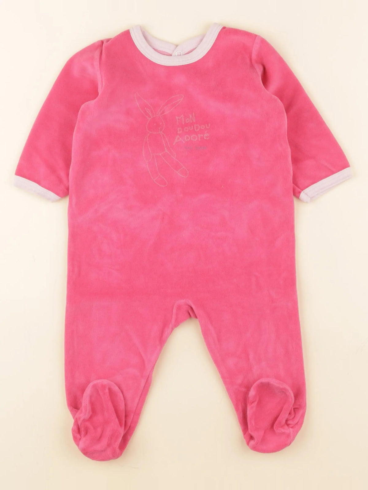 Petit Bateau - pyjama velours rose - 6 mois