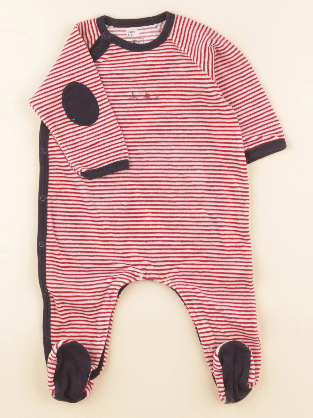 Petit Bateau - pyjama velours rouge - 6 mois