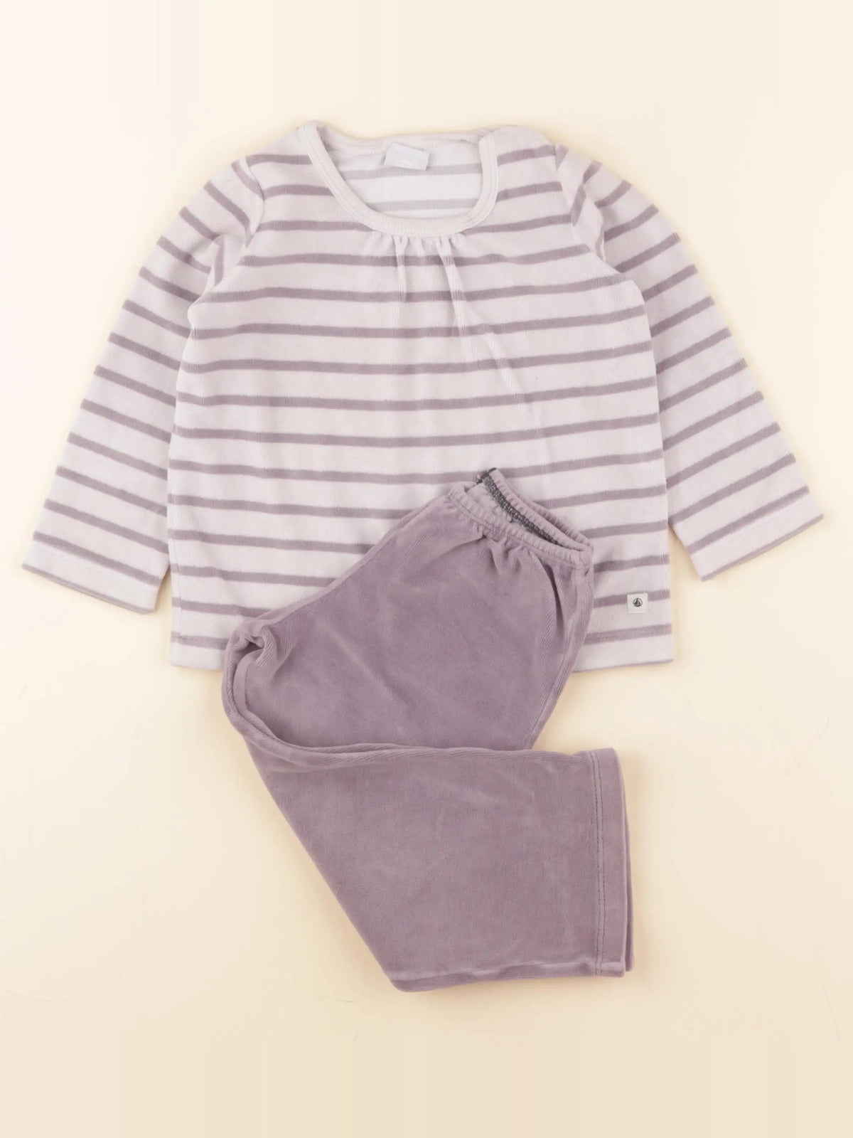 Petit Bateau - pyjama velours gris - 2 ans