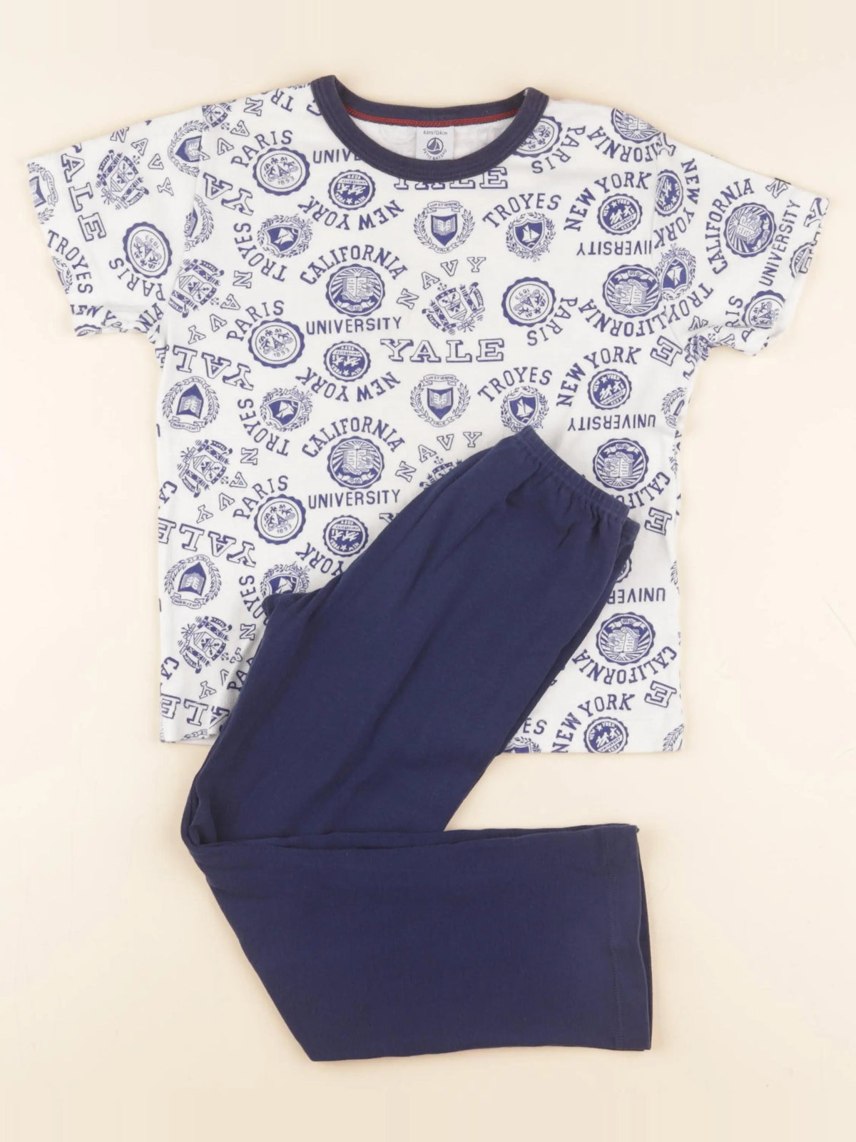 Petit Bateau - pyjama coton bleu, blanc - 6 ans