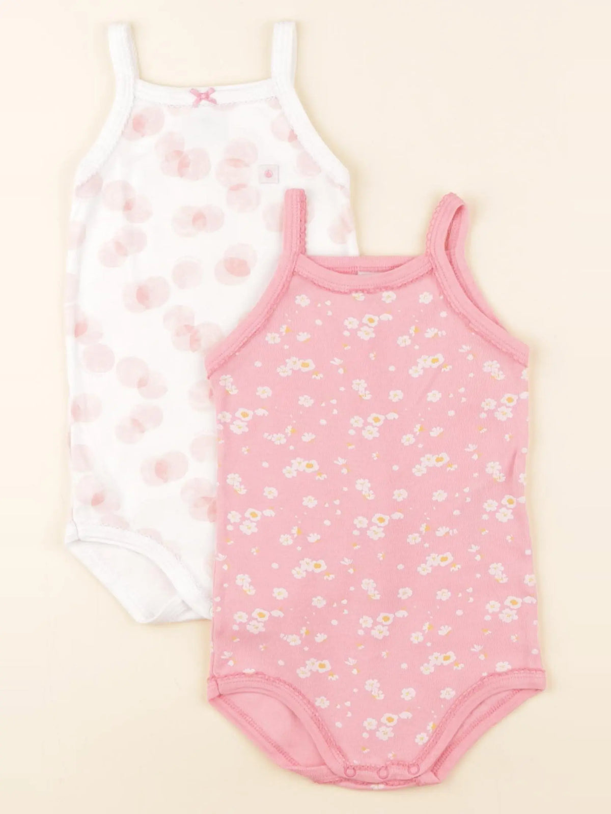 Petit Bateau - lot de 2 bodies en coton blanc, rose - 18 mois