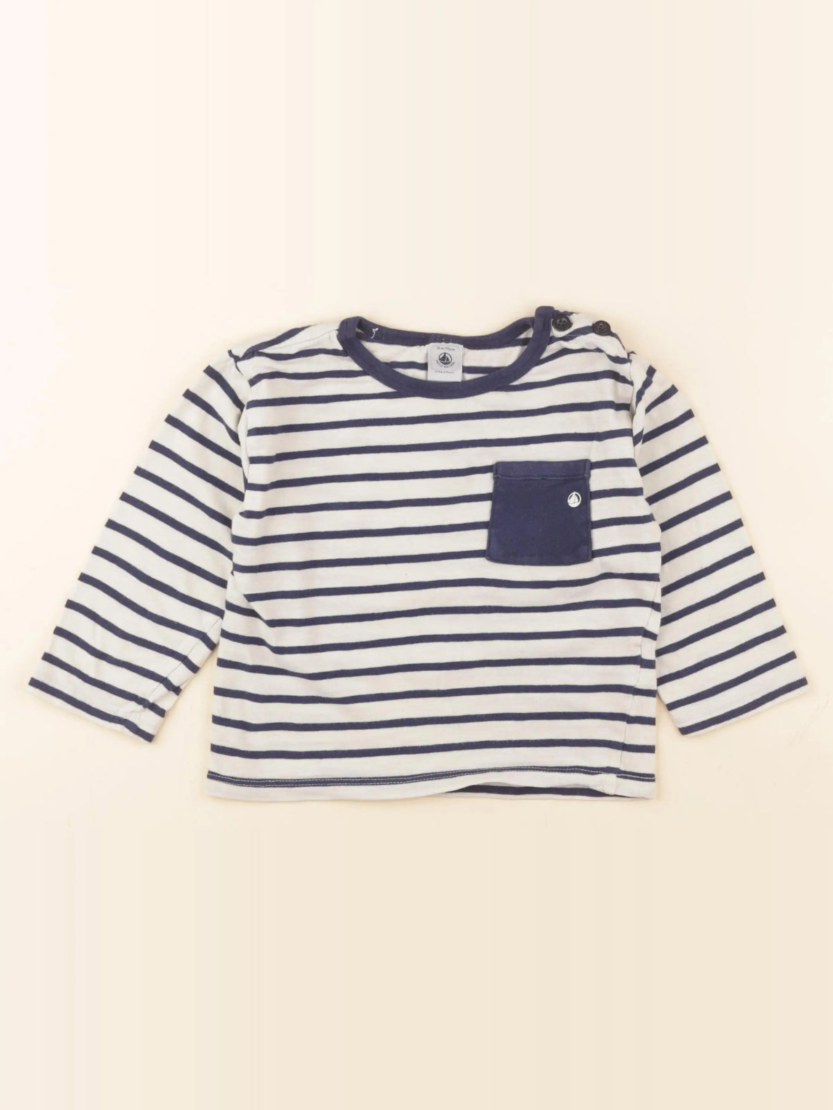 Petit Bateau - tee-shirt blanc, bleu - 36 mois