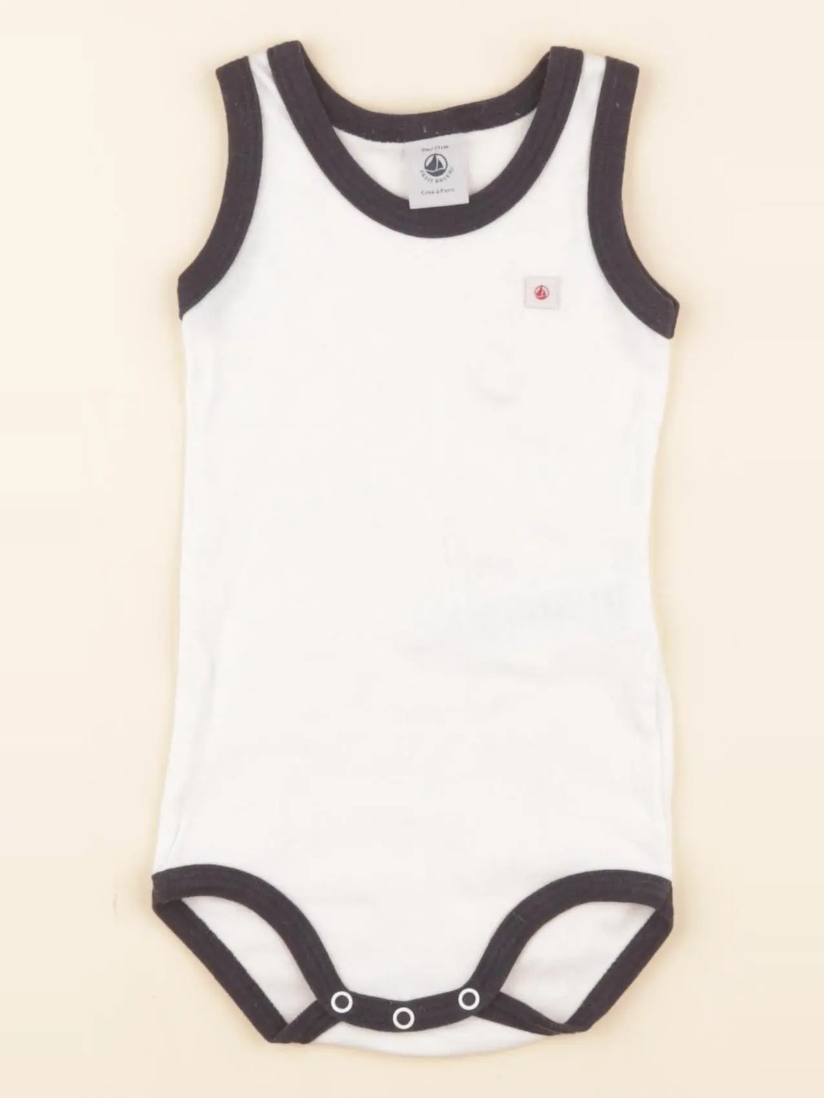 Petit Bateau - body blanc, bleu - 9 mois