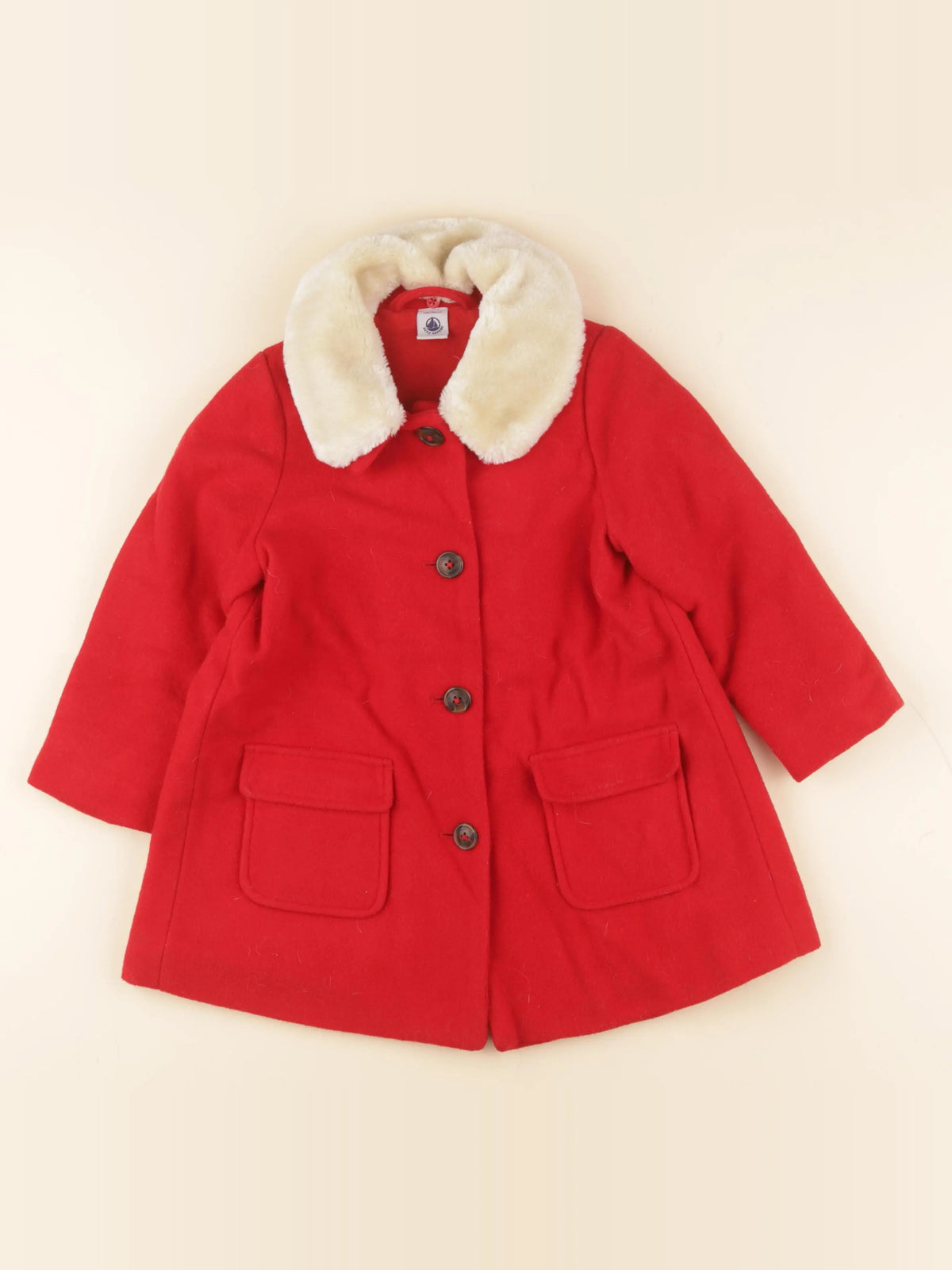 Petit Bateau - manteau rouge - 4 ans