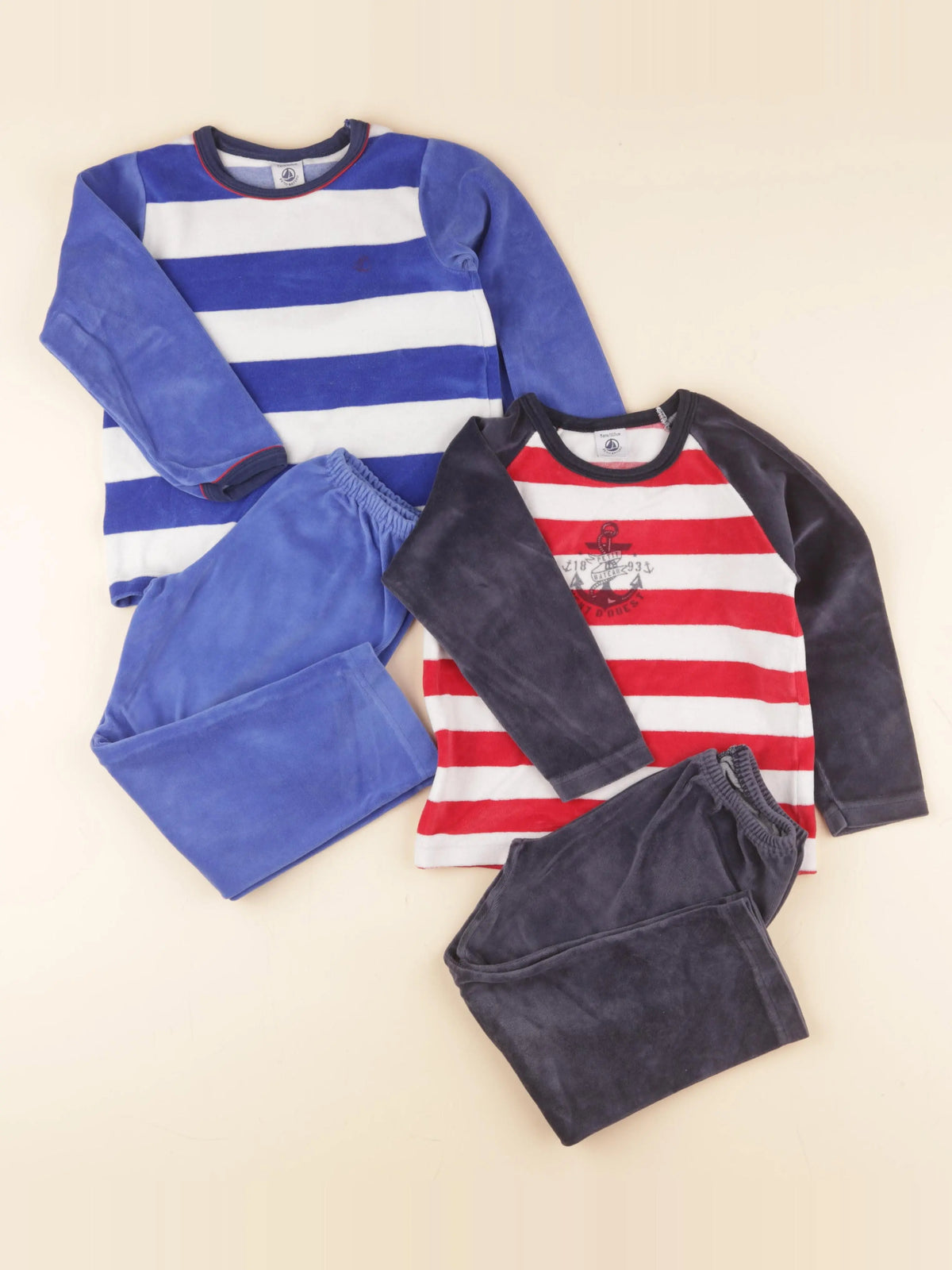 Petit Bateau - lot de 2 pyjamas velours multicolore - 5 ans