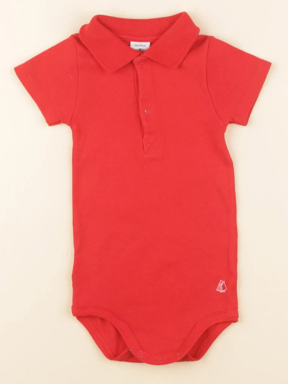 Petit Bateau - body à col rouge - 18 mois