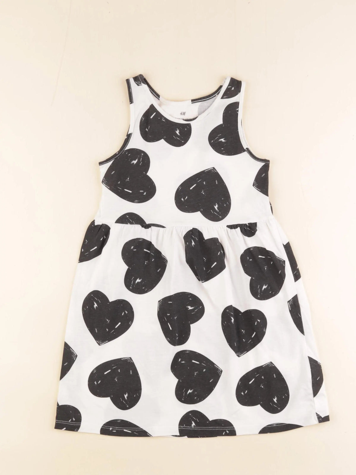 H&M - robe beige, noir - 4/6 ans