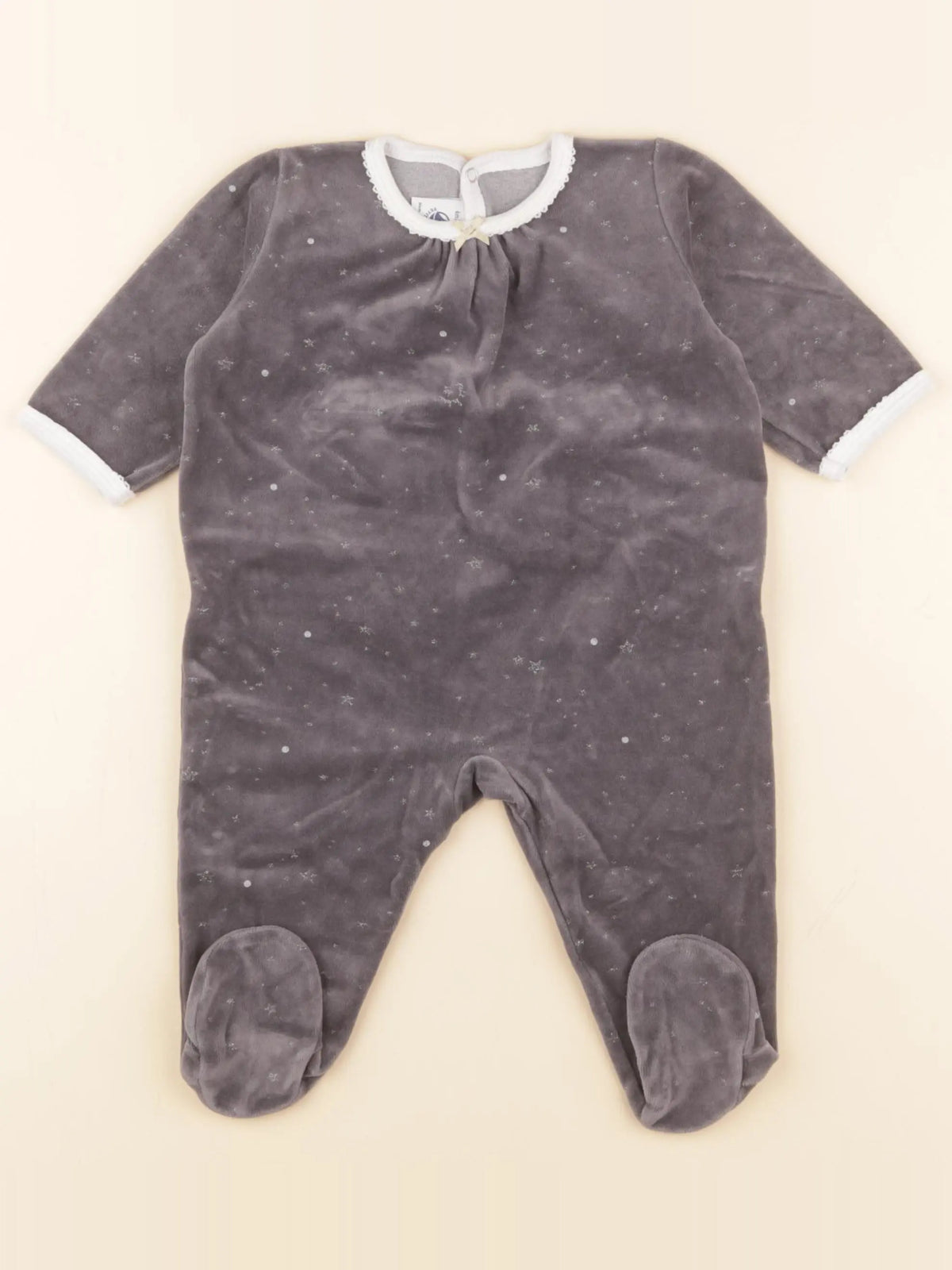 Petit Bateau - pyjama velours gris, argent - 6 mois
