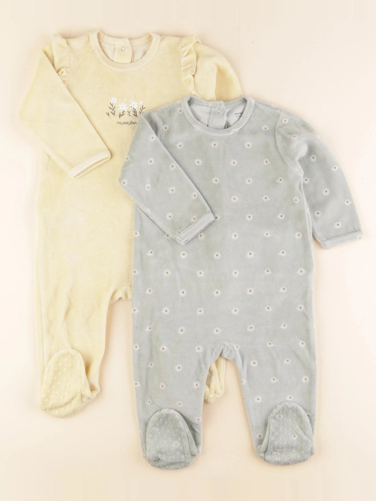 Vertbaudet - lot de 2 pyjamas velours multicolore - 12 mois