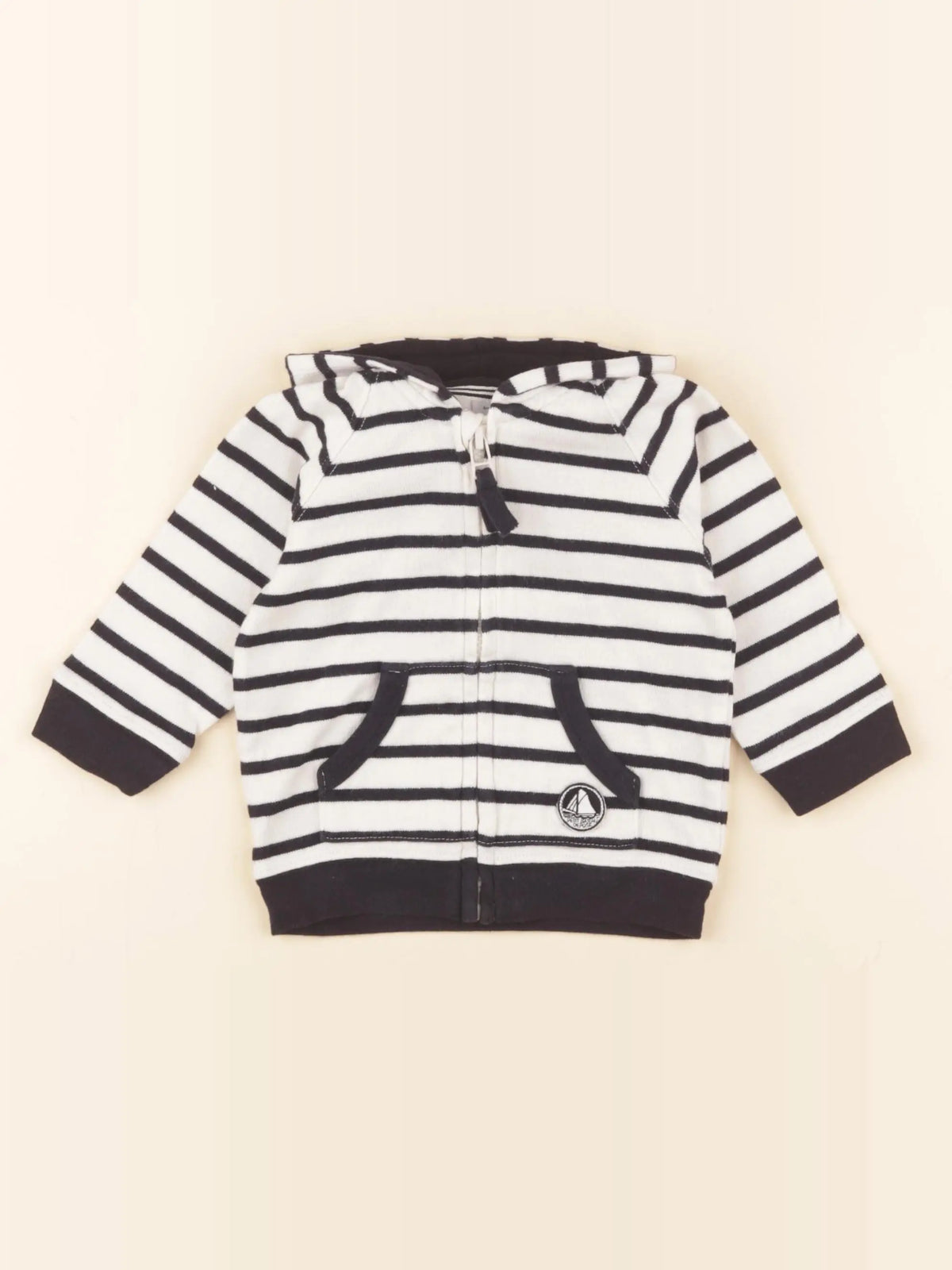 Petit Bateau - sweat bleu, blanc - 6 mois