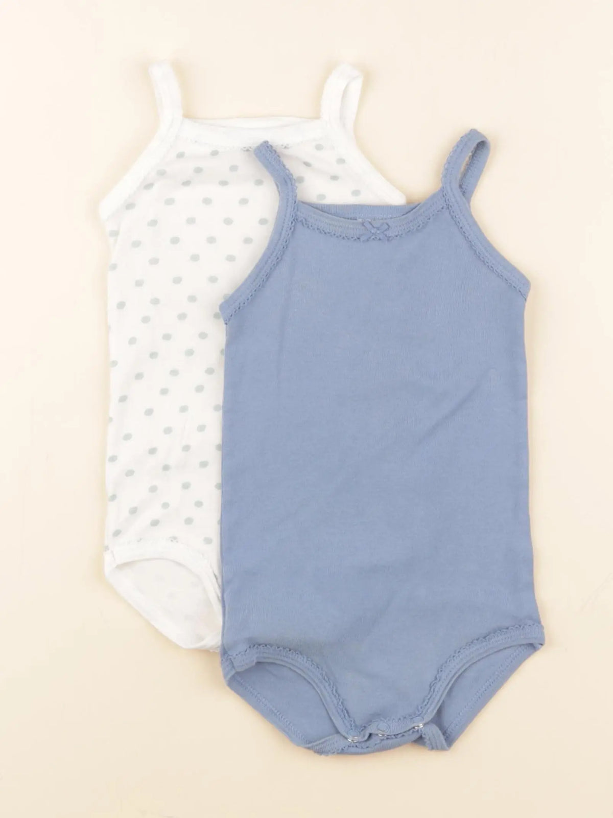Petit Bateau - lot de 2 bodies en coton bleu, blanc - 12 mois