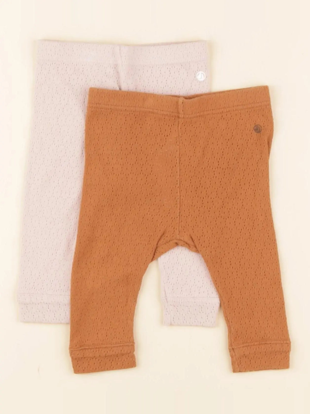 Petit Bateau - lot de 2 leggings marron, rose - 3 mois