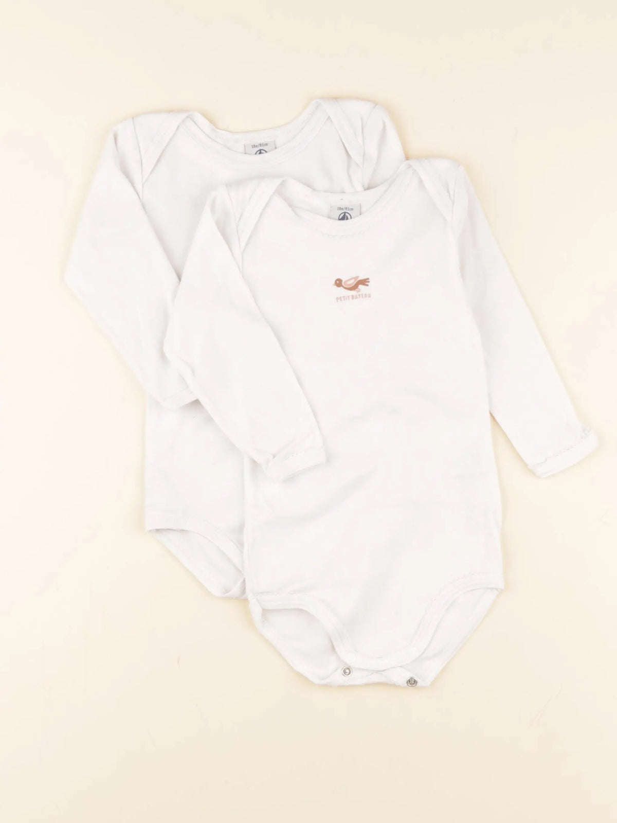 Petit Bateau - lot de 2 bodies en coton blanc - 18 mois