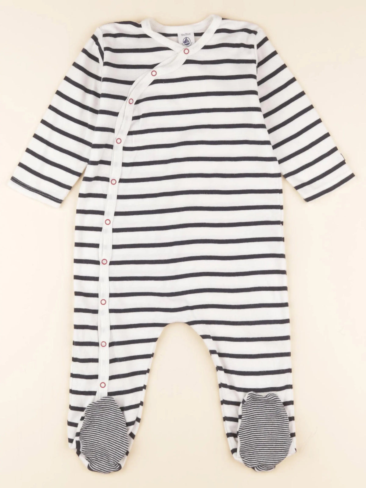 Petit Bateau - pyjama coton bleu, blanc - 18 mois
