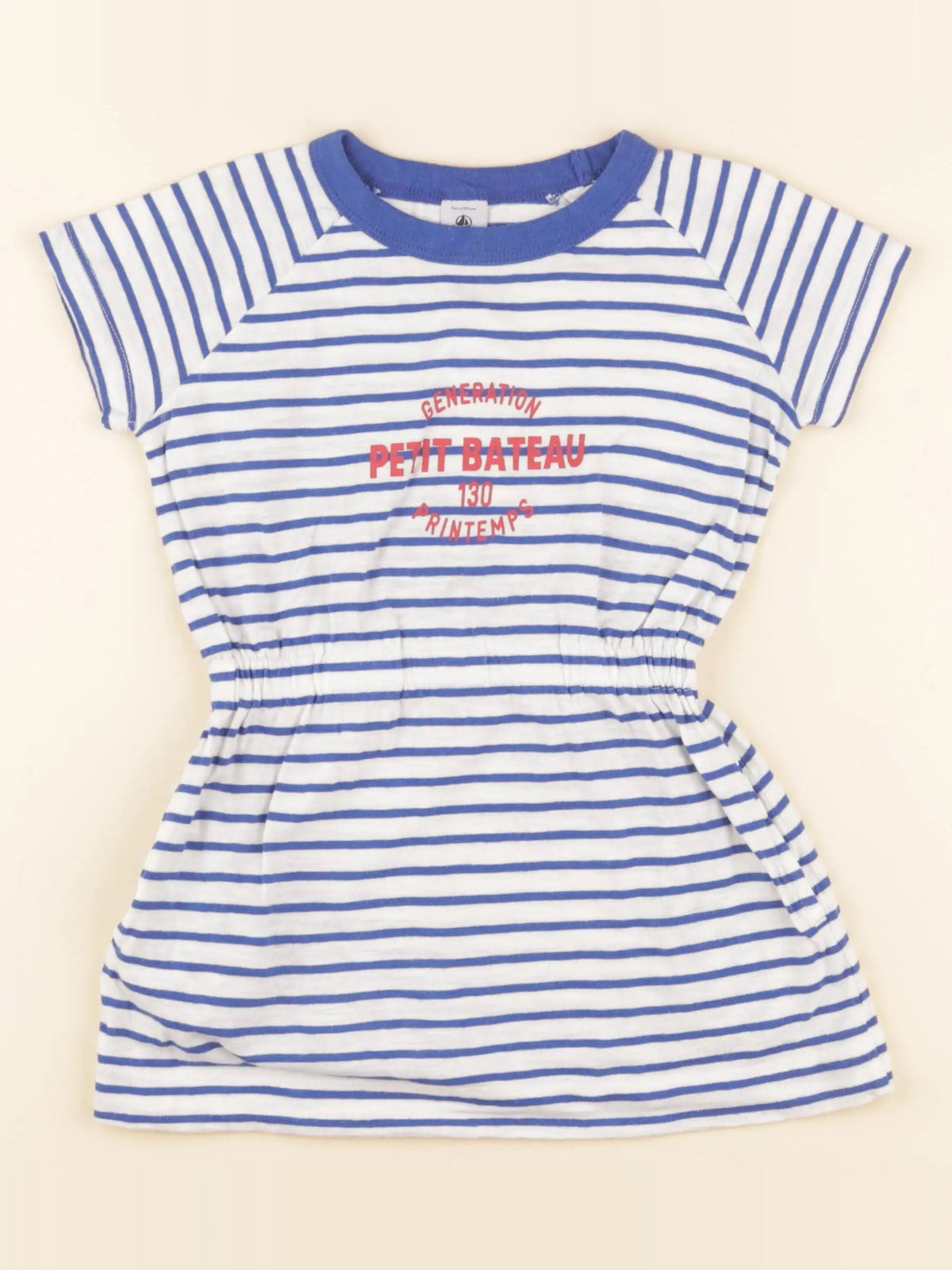 Petit Bateau - robe blanc, bleu - 3 ans