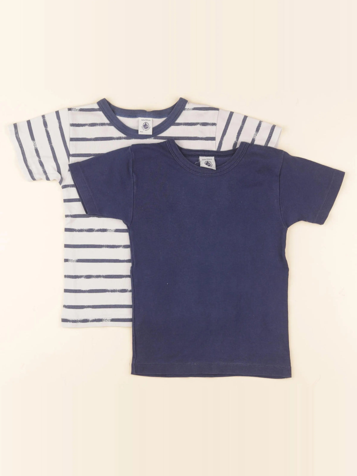 Petit Bateau - lot de 2 maillots de corps bleu, blanc - 4 ans