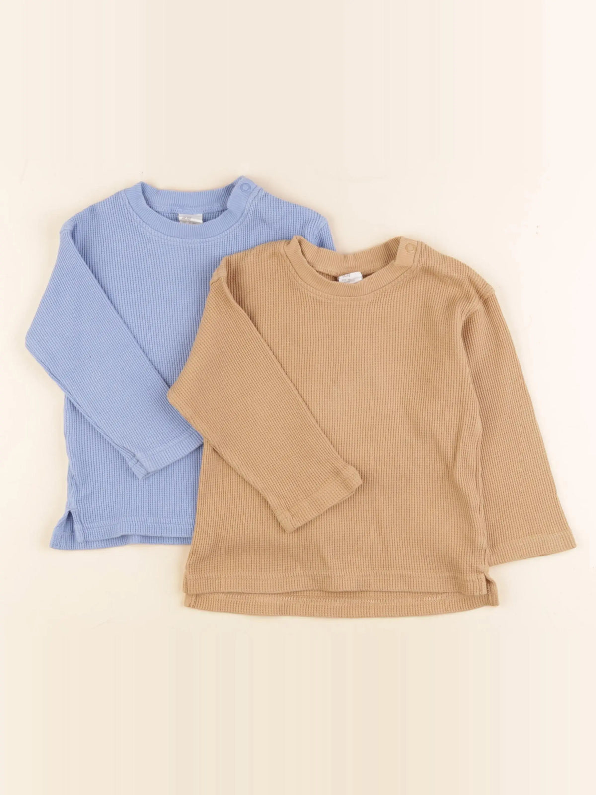 H&M - lot de 2 tee-shirts marron, bleu - 12/18 mois