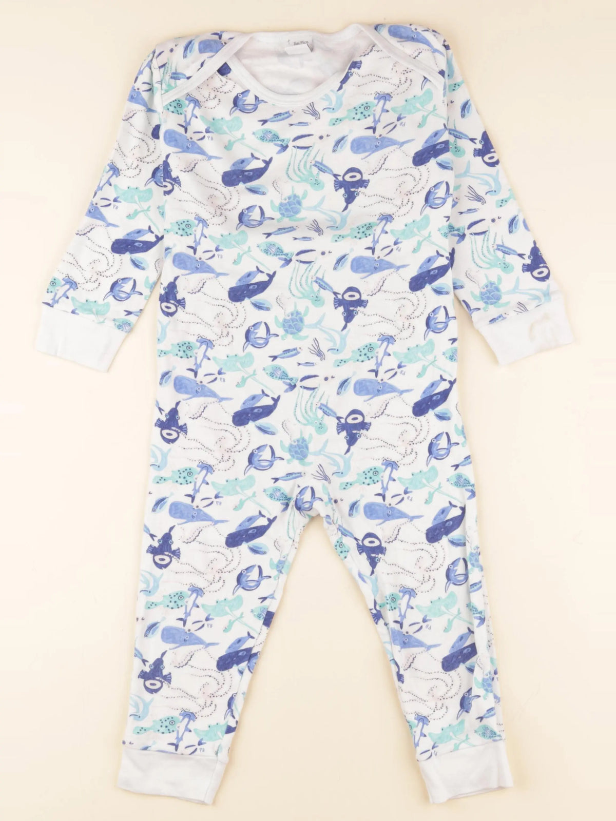 Petit Bateau - pyjama coton blanc, bleu - 36 mois