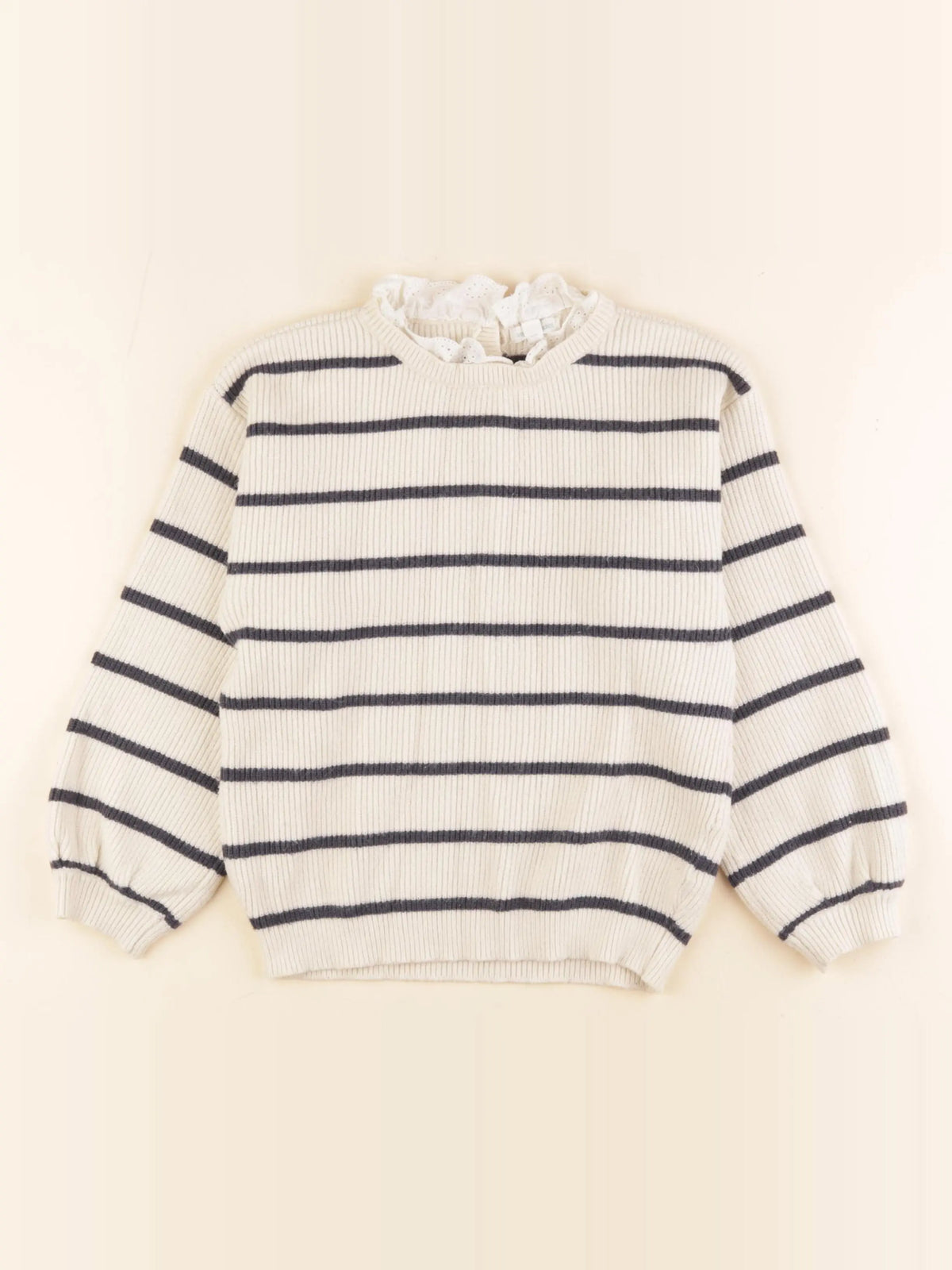 Vertbaudet - pull beige, bleu - 8 ans