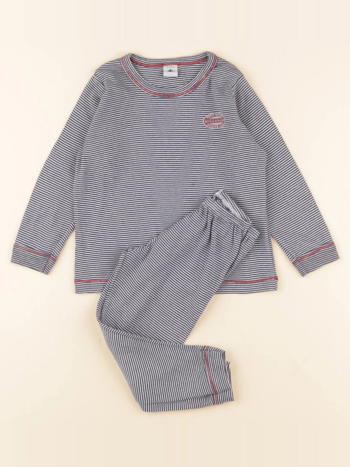 Petit Bateau - pyjama coton bleu, blanc - 3 ans