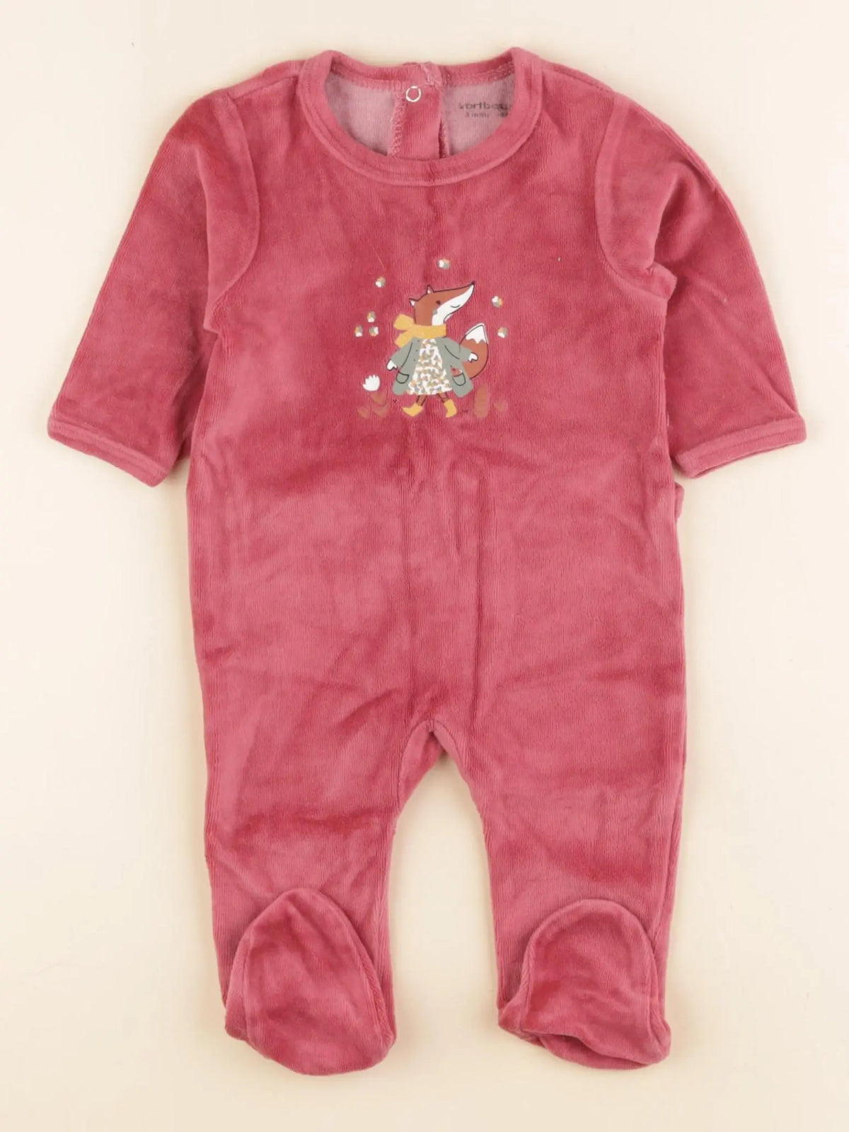 Vertbaudet - pyjama velours rose - 3 mois