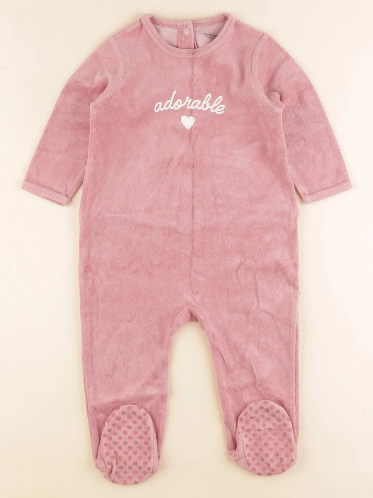 Vertbaudet - pyjama velours rose - 18 mois
