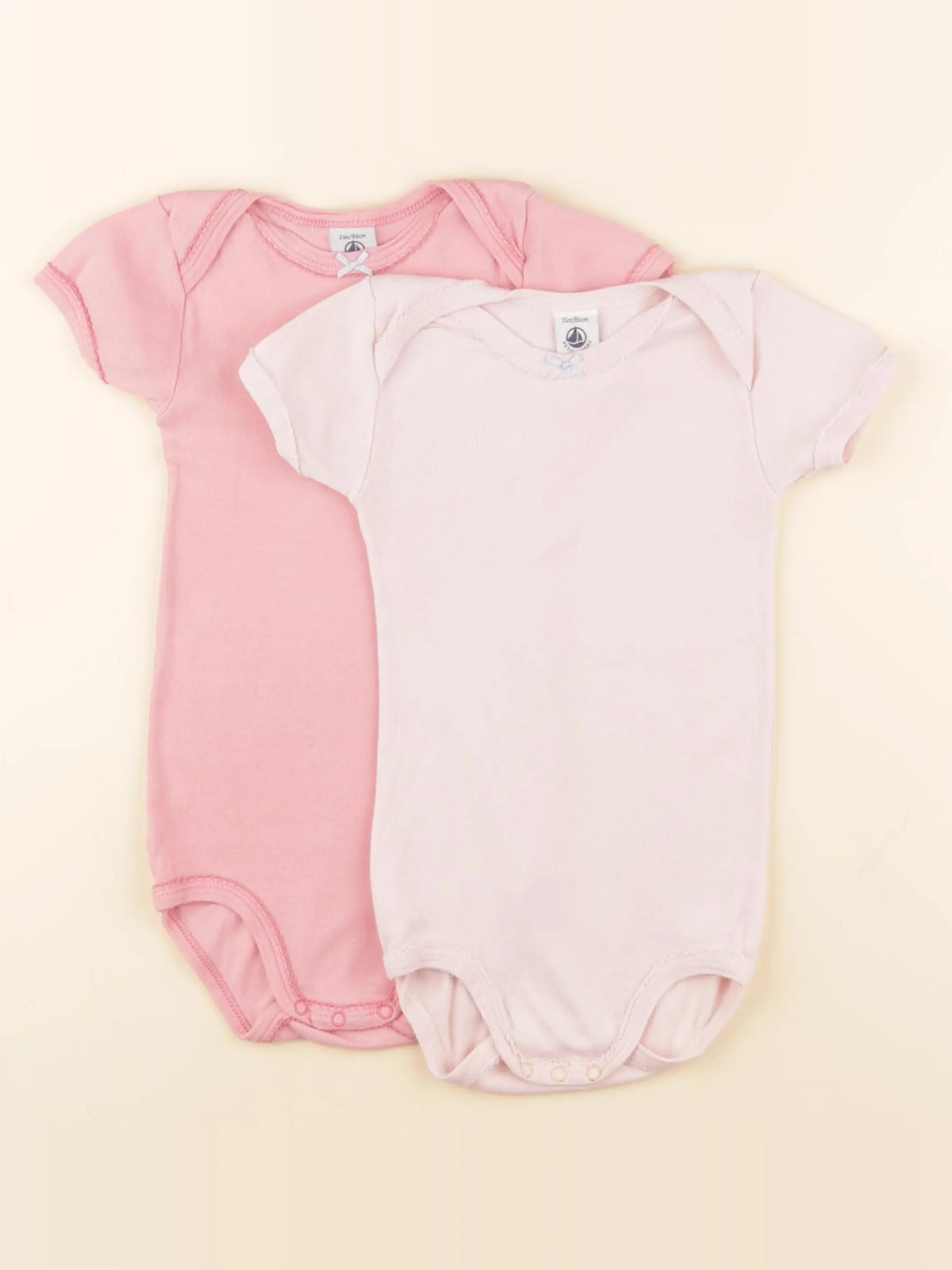 Petit Bateau - lot de 2 bodies en coton rose - 24 mois