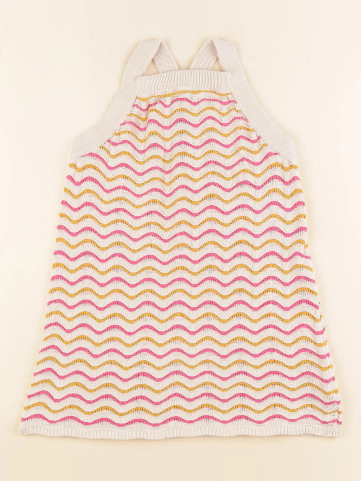 Monoprix - robe beige, rose - 5/6 ans