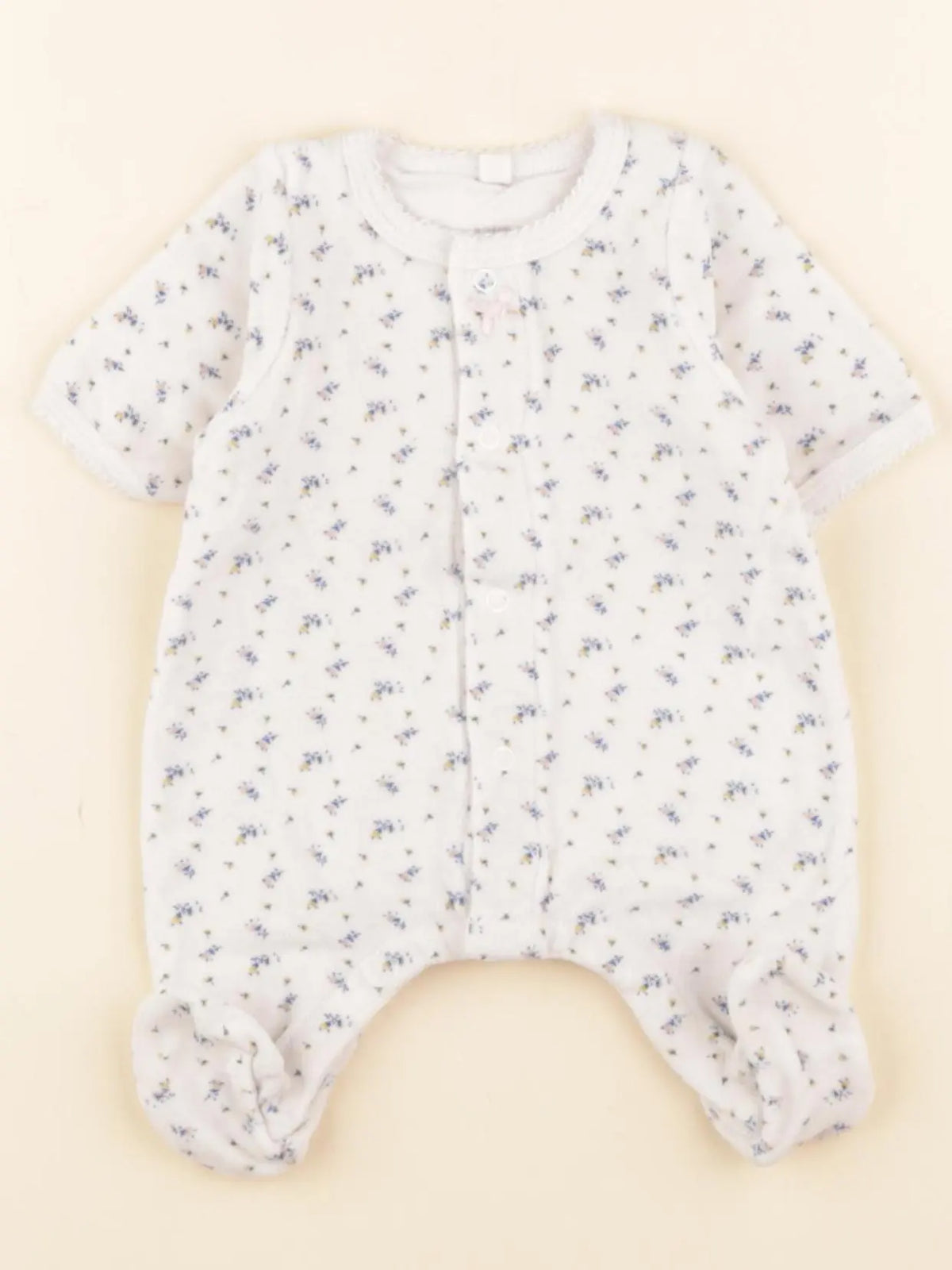 Petit Bateau - pyjama coton blanc, bleu - 0 mois