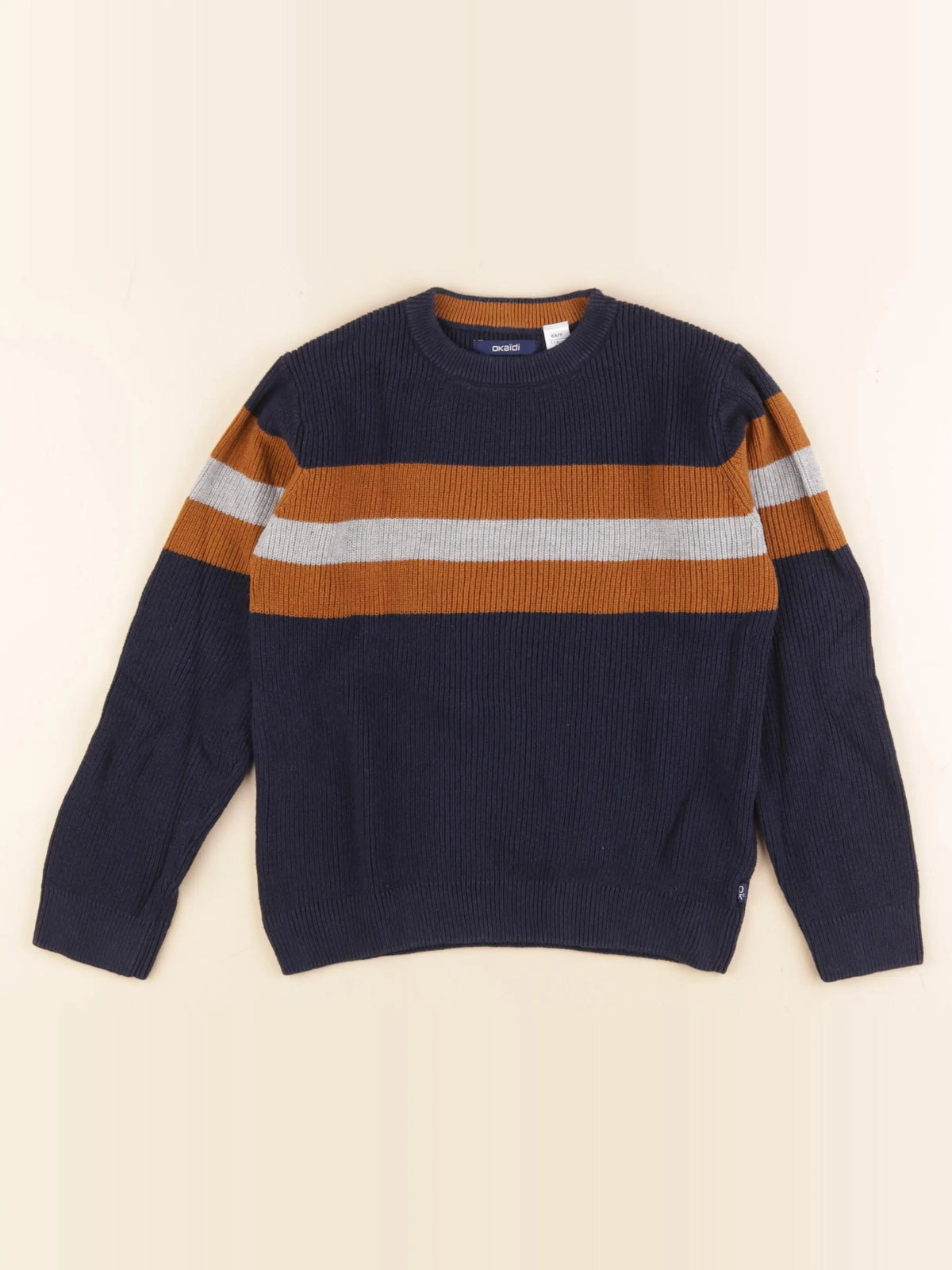 Okaidi - pull bleu, marron - 6 ans