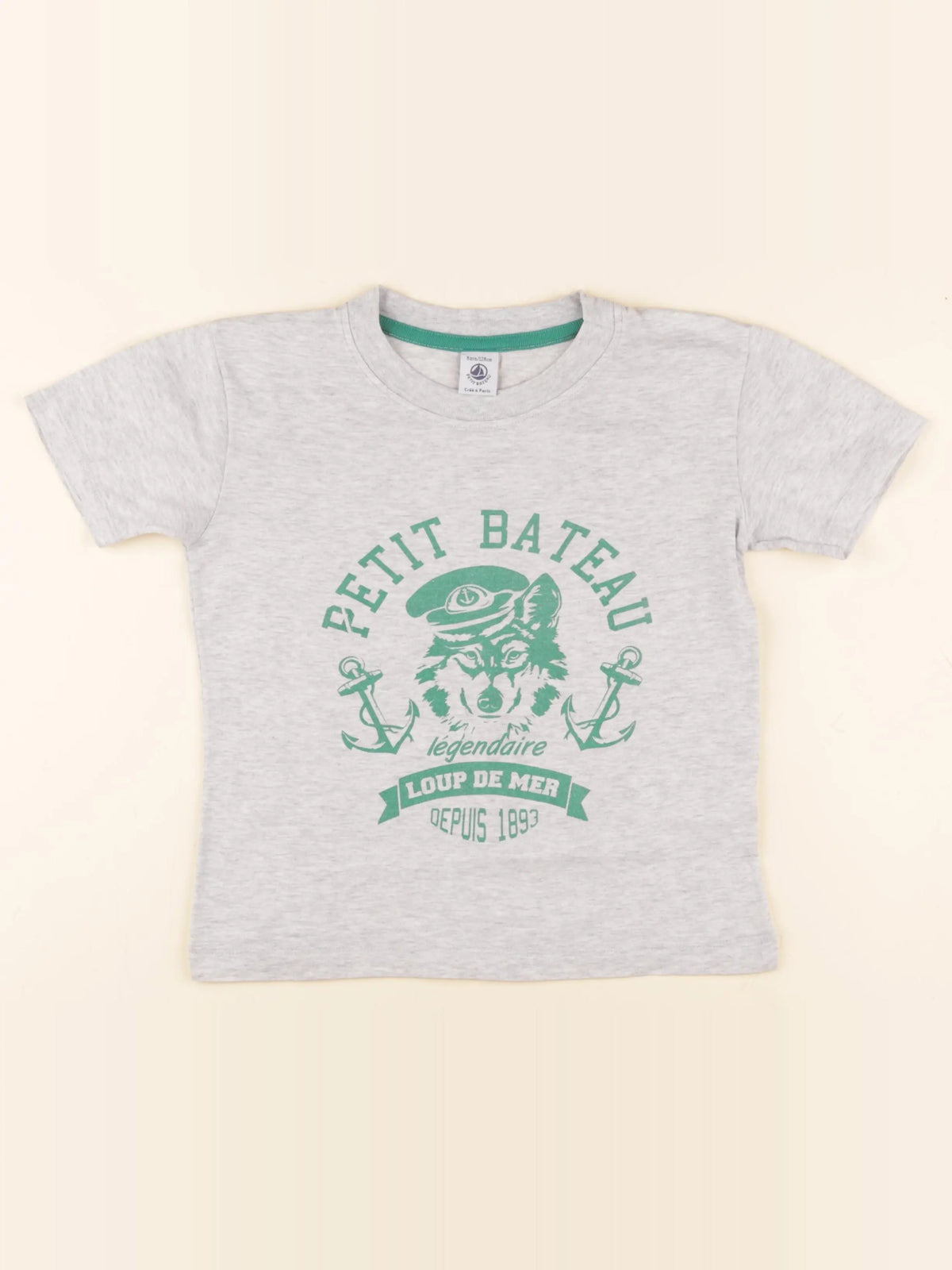 Petit Bateau - tee-shirt gris - 8 ans