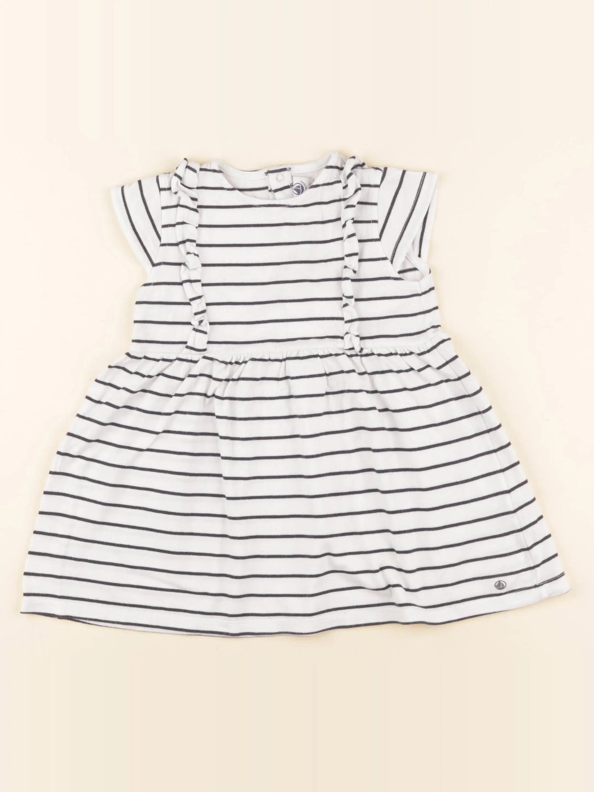 Petit Bateau - robe blanc, bleu - 24 mois