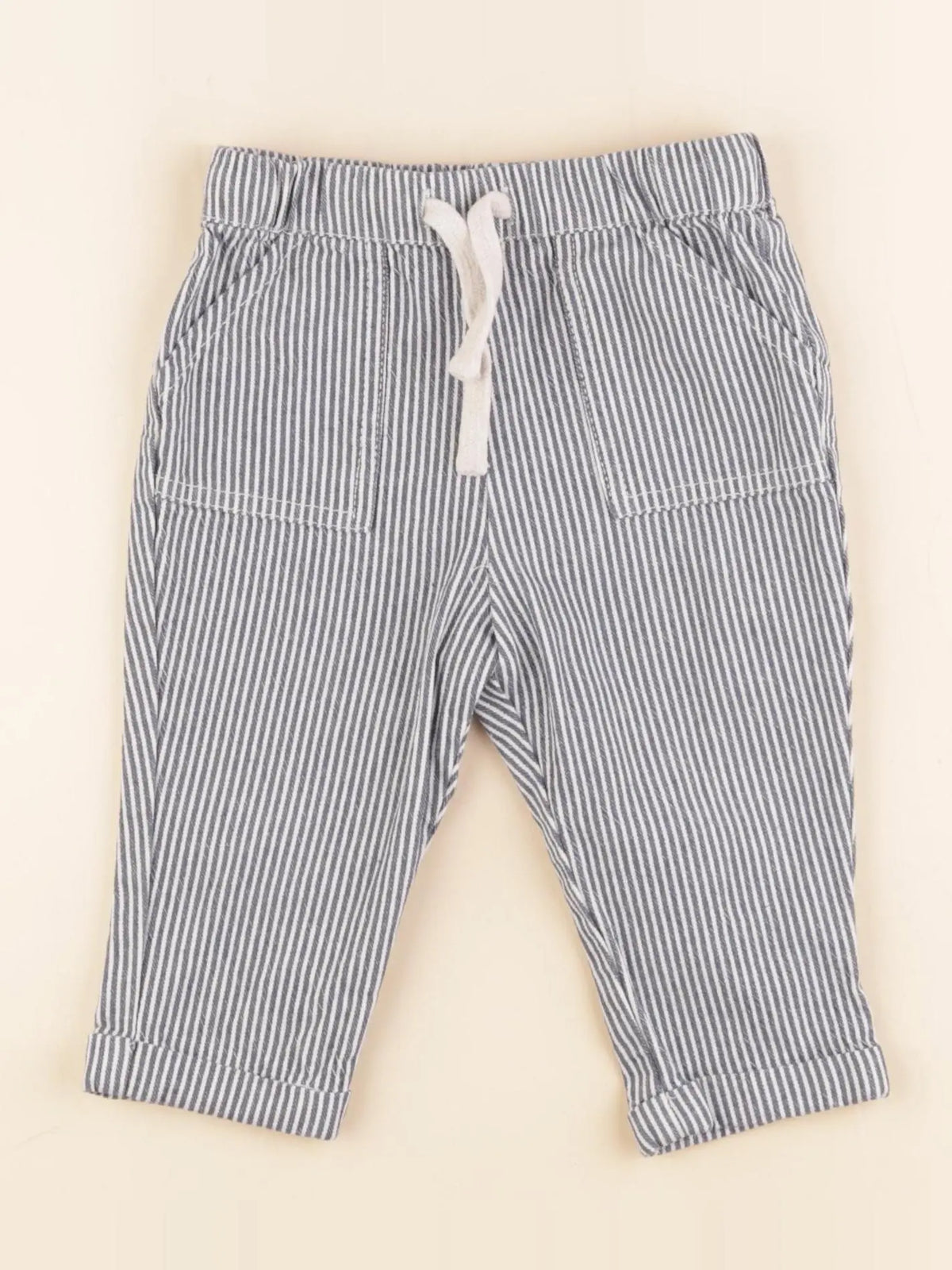 Boutchou - pantalon blanc, bleu - 9 mois