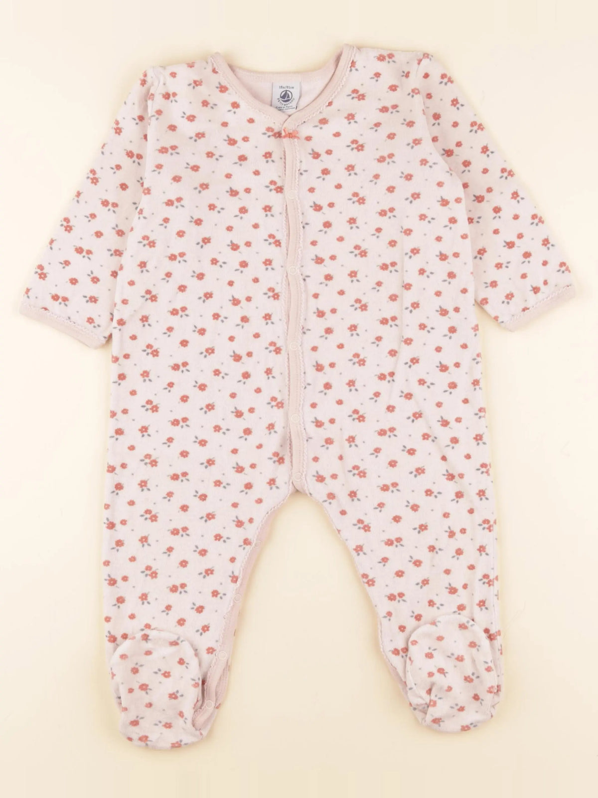 Petit Bateau - pyjama velours rose - 18 mois