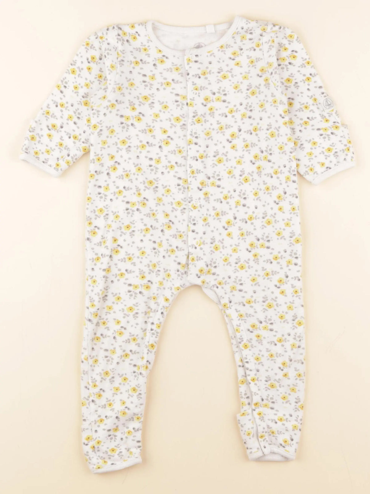 Petit Bateau - pyjama coton beige, jaune - 12 mois
