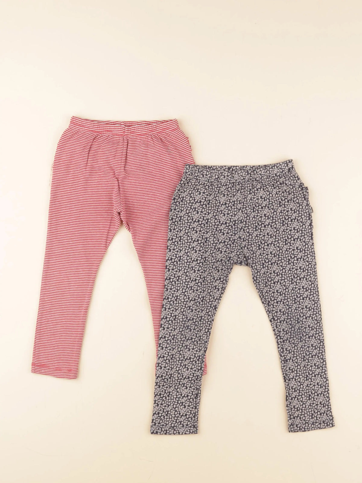 Petit Bateau - lot de 2 leggings bleu, rouge - 36 mois