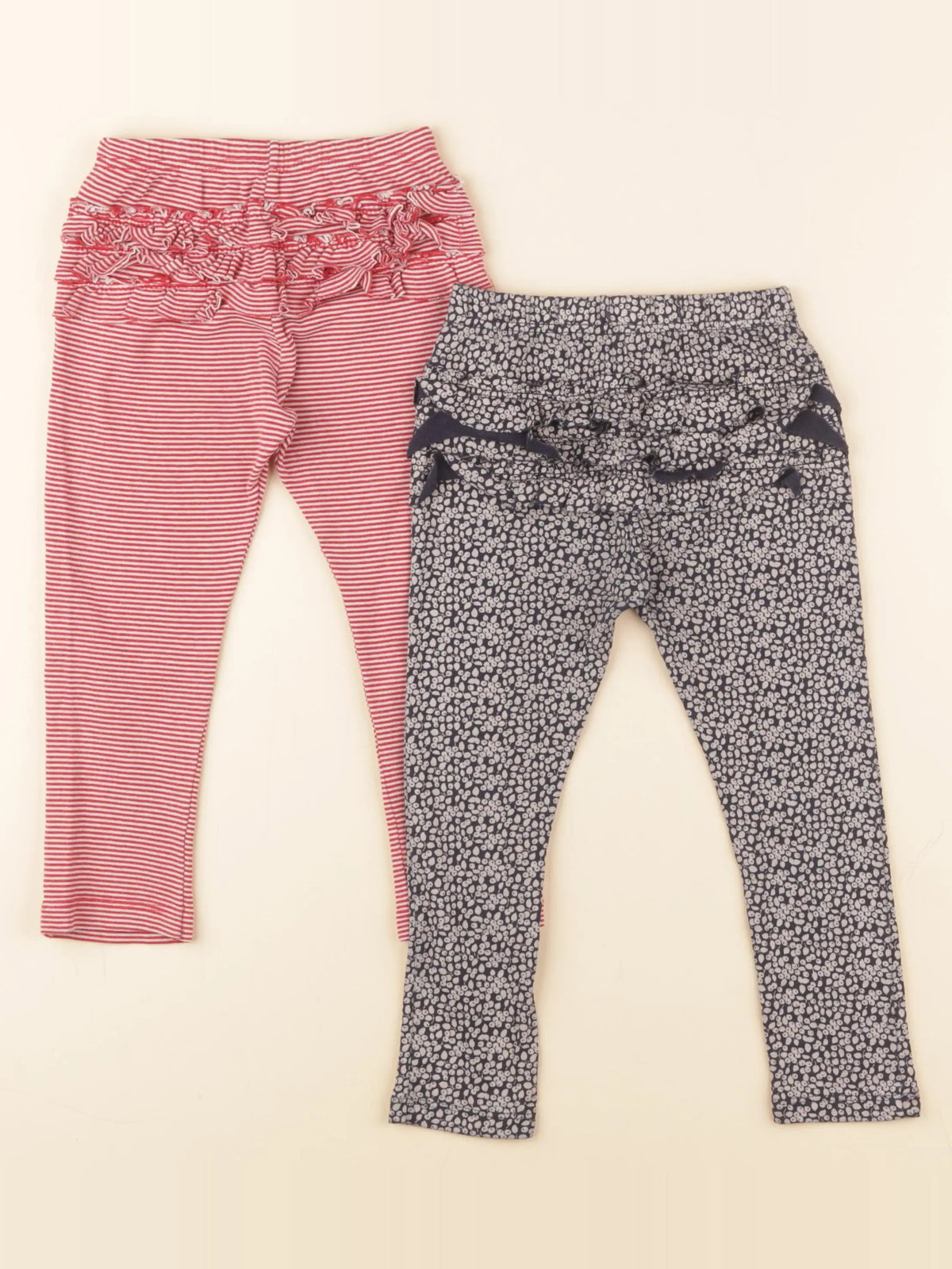 Petit Bateau - lot de 2 leggings bleu, rouge - 36 mois