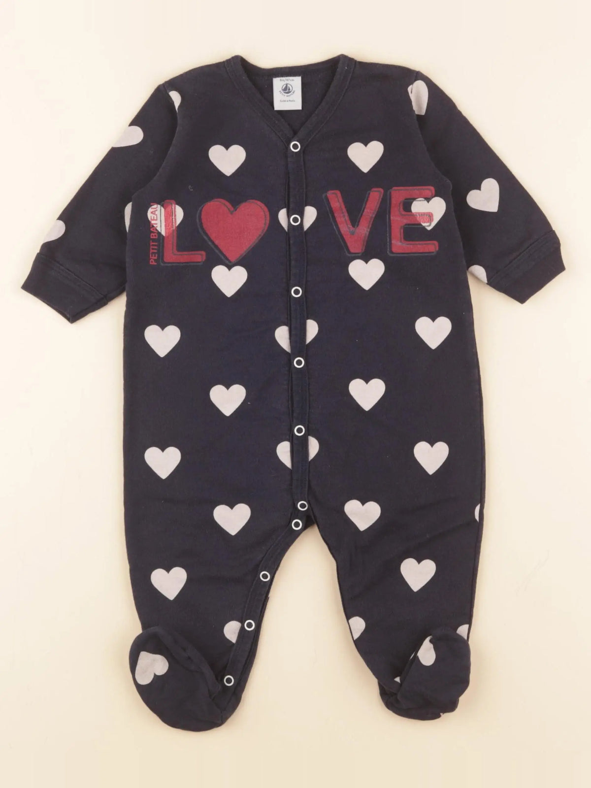 Petit Bateau - pyjama coton bleu - 6 mois