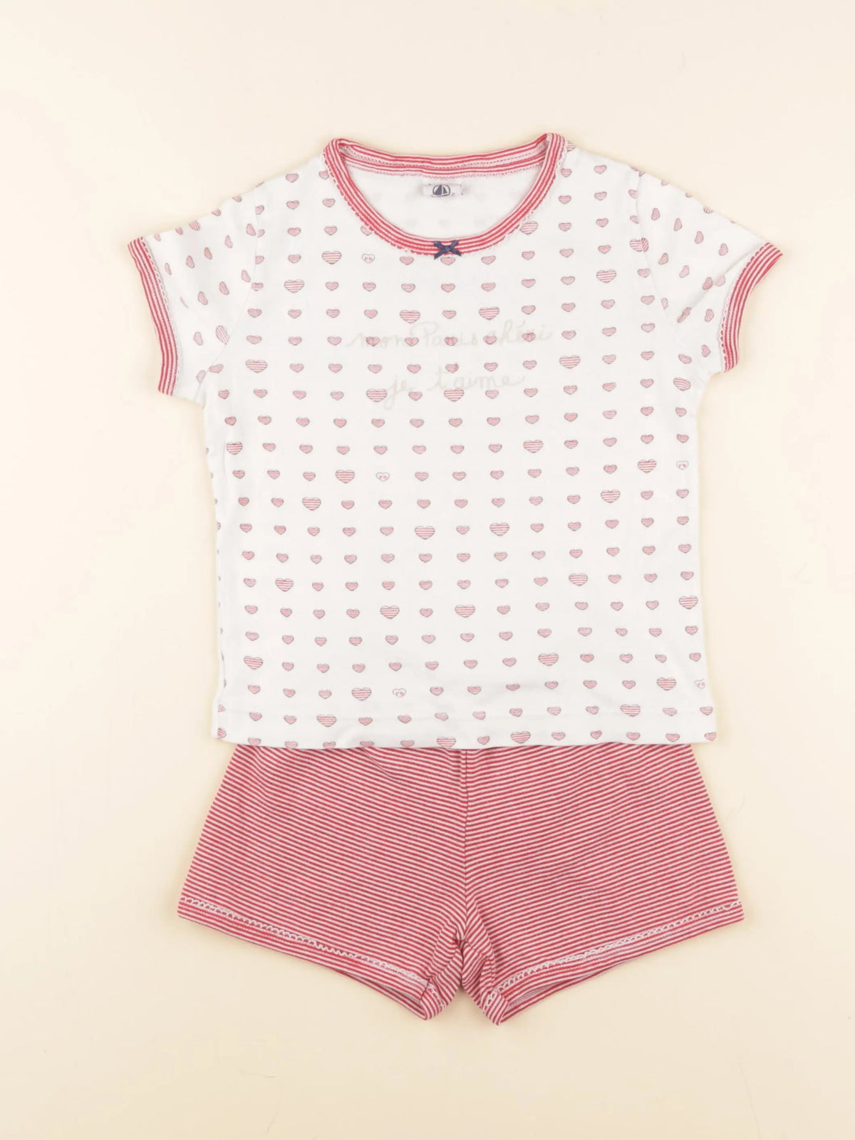 Petit Bateau - pyjama coton blanc, rouge - 5 ans