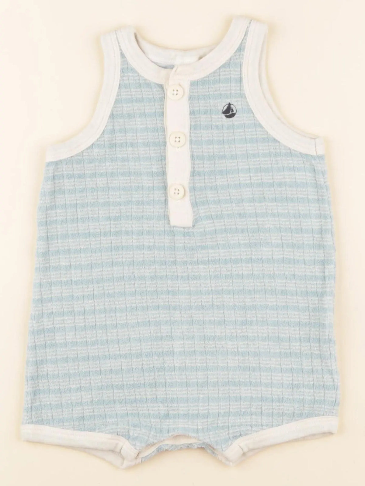 Petit Bateau - combinaison bleu, beige - 6 mois