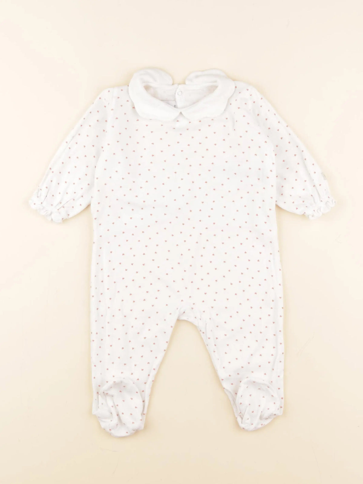 Petit Bateau - pyjama coton blanc, rose - 6 mois