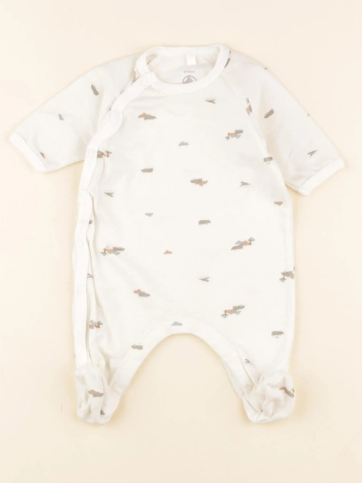 Petit Bateau - pyjama coton beige - 0 mois