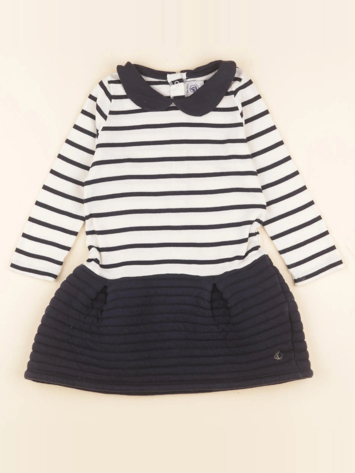 Petit Bateau - robe bleu, beige - 36 mois