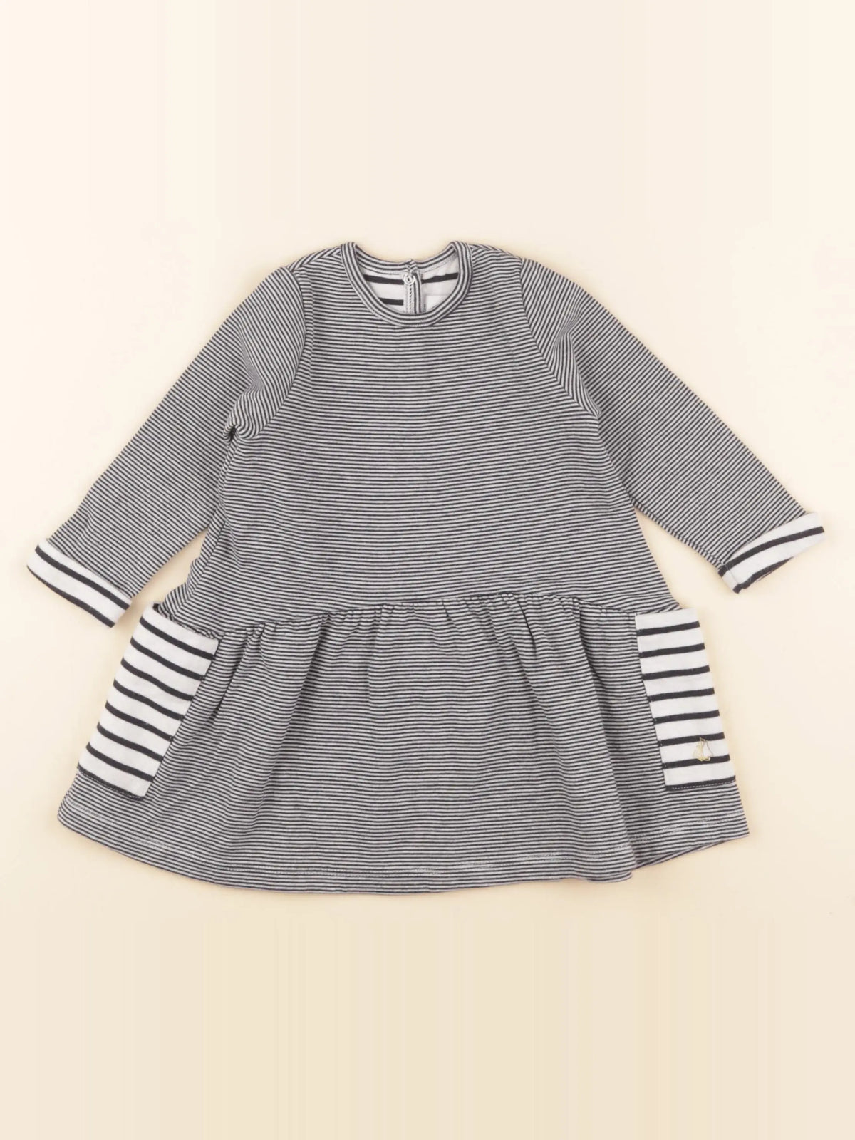 Petit Bateau - robe bleu, blanc - 12 mois