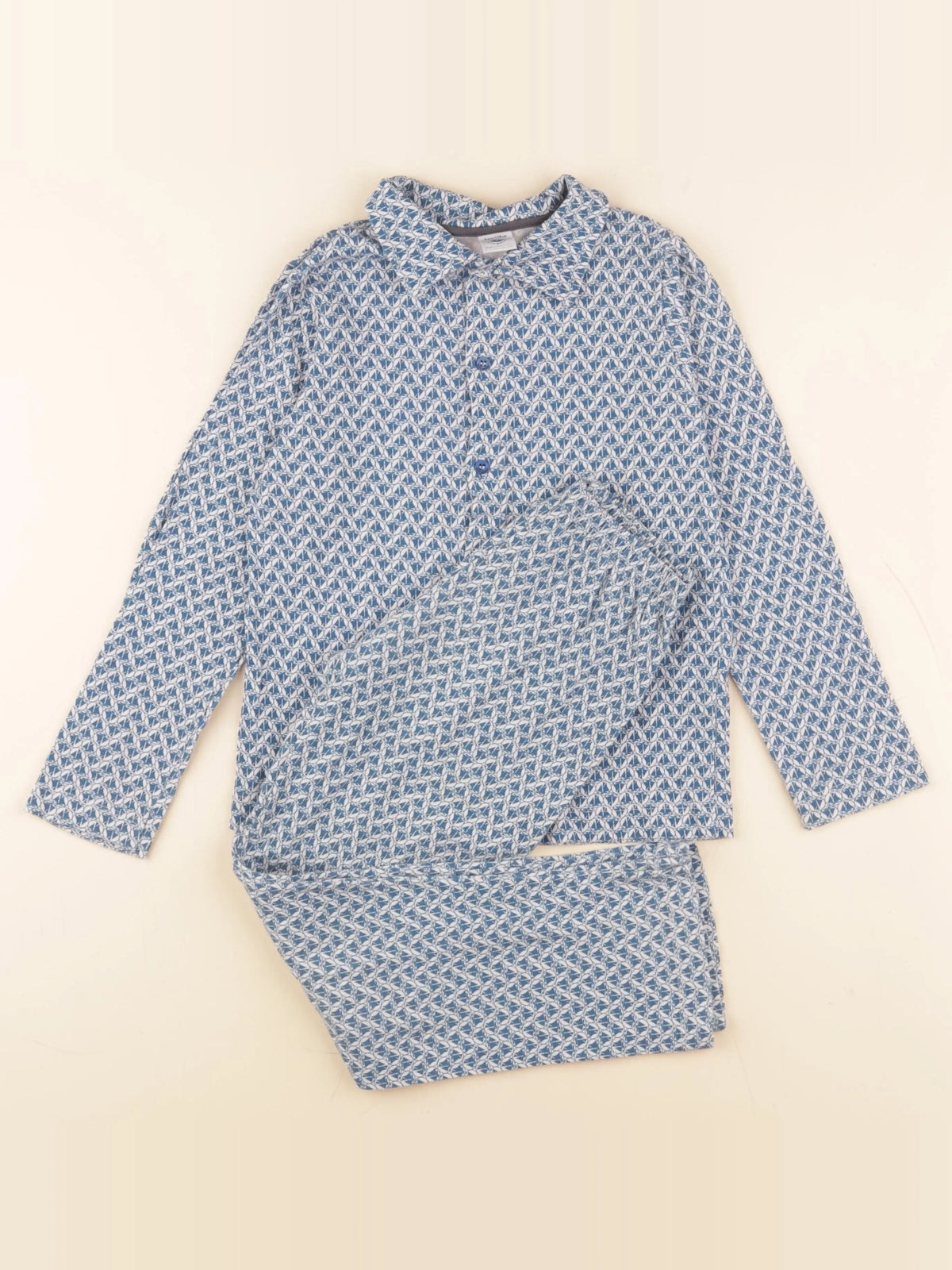 Petit Bateau - pyjama coton bleu, blanc - 8 ans
